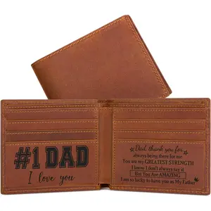 Mens Engraved Wallet for Dad Leather Wallet Personalized Mens Gift Father's Day Gift, Gifts for Dad, Father Gifts on Birthday, Christmas
