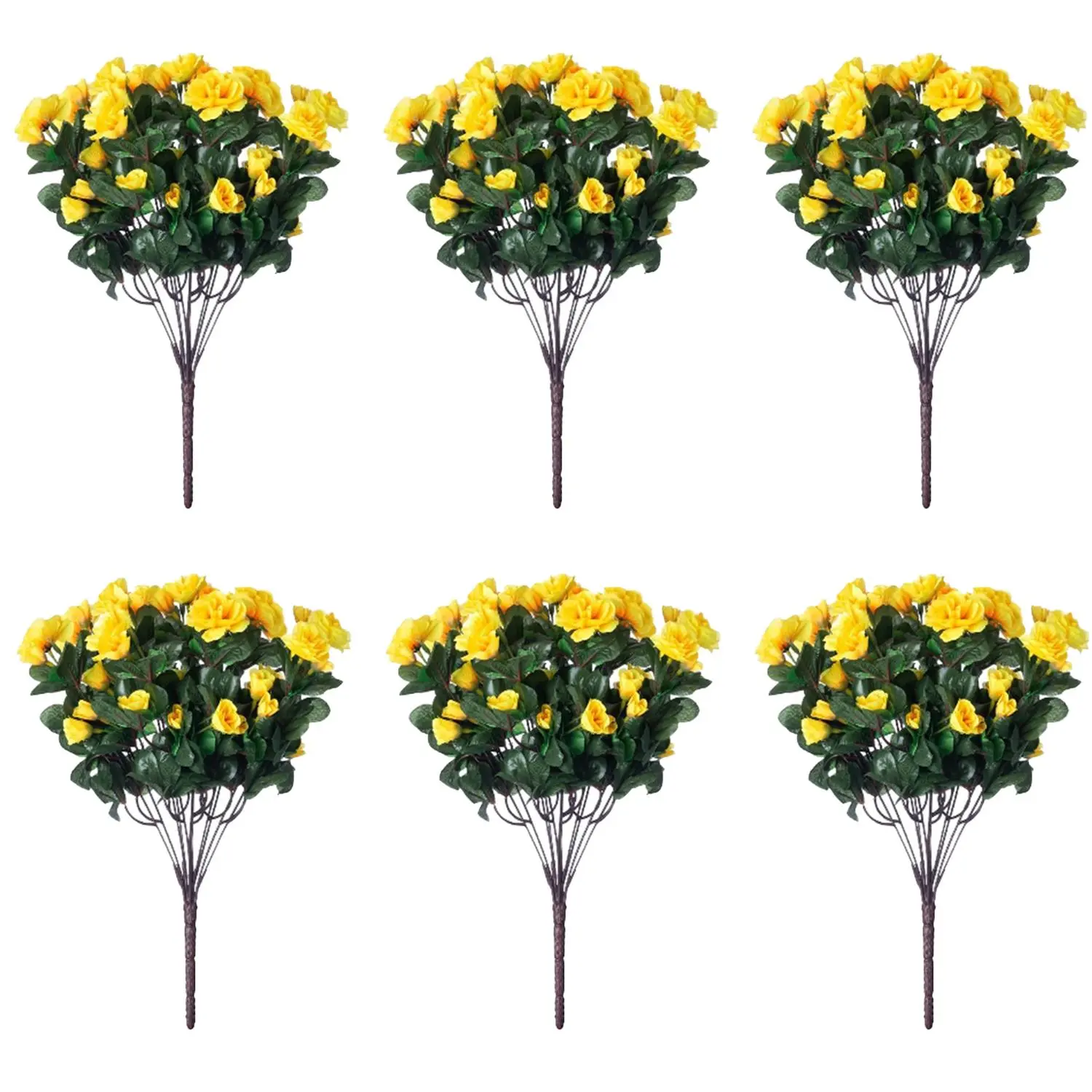 6 Bundles Artificial Camellia Flowers for Outdoors Fake Silk Camellia Flower UV Resistant Faux Flowers for Outdoor Planters Front Porch Decor Balcony Garden Yard Home Decor
