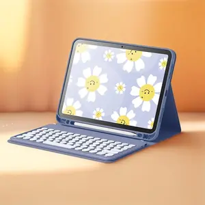Portable Bluetooth-compatible Keyboard & Tablet Case, Multifunctional Bluetooth-compatible Keyboard with TPU Protective Case, Tablet Accessories for Outdoor Office