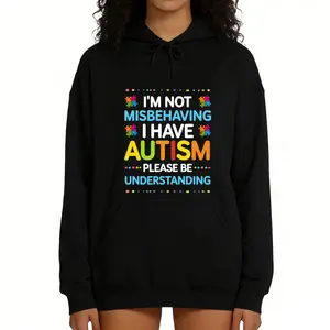 Soft & Breathable Autism Community Hoodie – 1-Pack, Long Sleeve with Bold Awareness Message