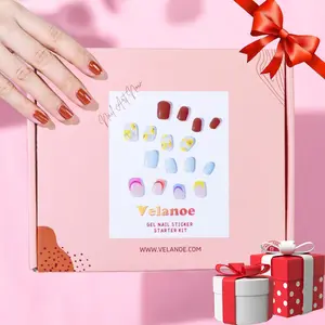 Velanoe Semi-cured gel nail stickers gift box set, Patterned, Works with Any UV/LED Nail Lamps, Salon-Quality, Long Lasting, Easy to Apply & Remove