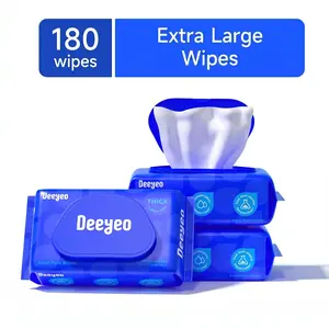 Deeyeo Wet Toilet Wipes, Extra-Large Extra-Soft Plant Fiber Adult Wet Wipes, Alcohol-Free, Super Absorbent Gentle Cleansing Wet Tissues for Personal Hygiene & Daily Skin Care