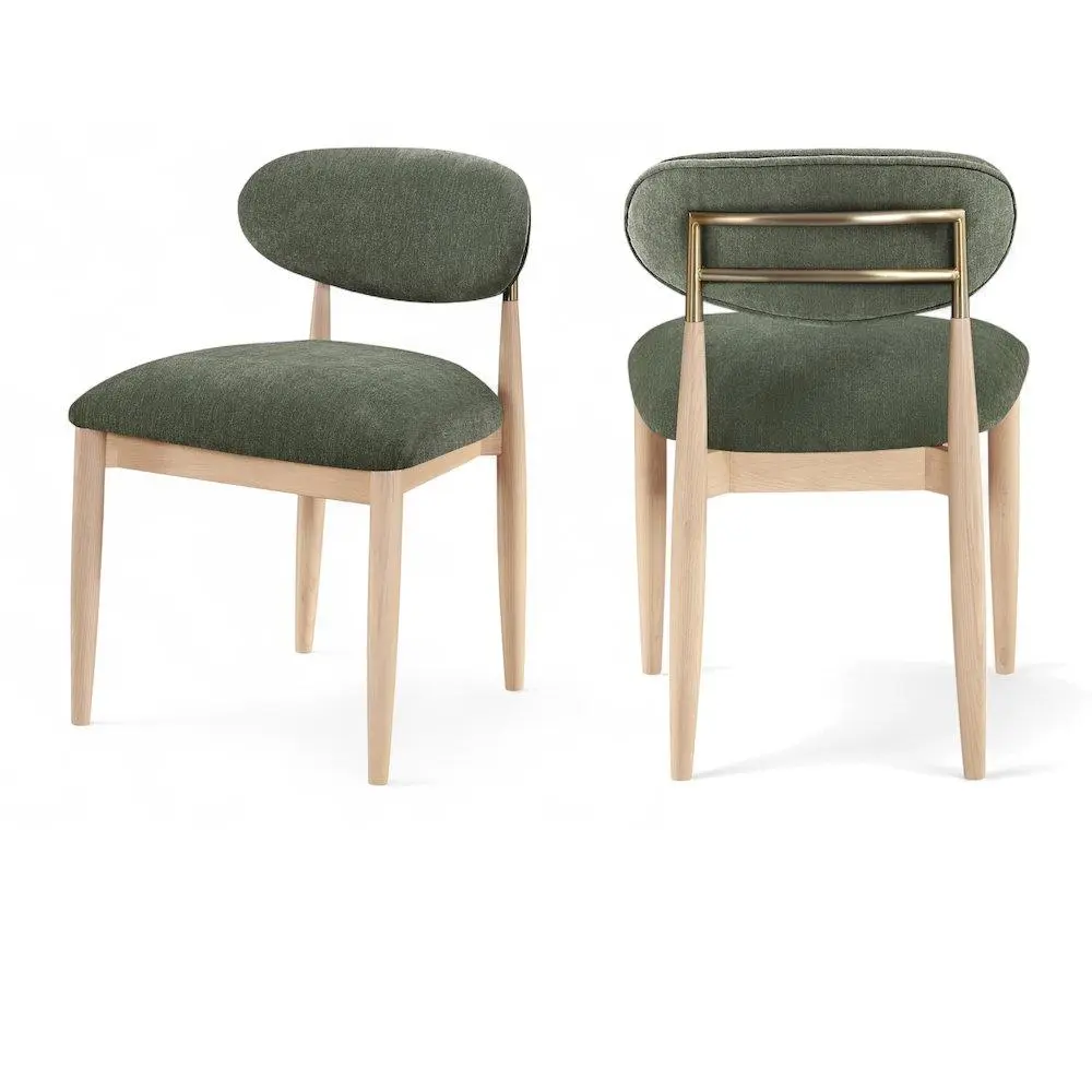 Riccio Olive Performance Fabric Upholstered Dining Side Chairs, Set of 2 - Upholstered Seat Indoor Dining Chairs