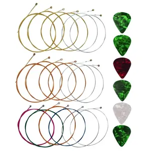 Yookat Acoustic Guitar Strings with 6 Picks, 3 Sets of 6 Acoustic Guitar Kit Guitar Strings Replacement Steel String For Beginners Performers