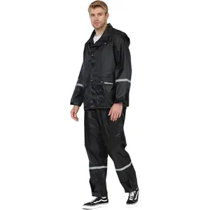 Classic Rain Suits for Men Waterproof Rain Gear with Strip Rain Jacket Pants for Golf Camping