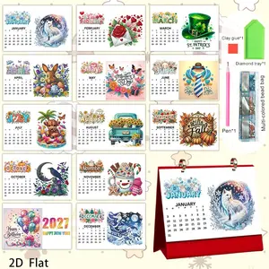 2027 Cute Holiday Diamond Painting Kit DIY Calendar Set, New Year Desk Calendar, Creative Handmade Decor, Perfect Gift for Christmas
