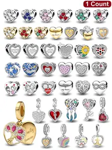 1PC New Original Heart Shape Series Bead Pendant trendy pendant Thanksgiving Christmas Beads and Pendant Designer Bracelet Making DIY Gift Ladies Daily Wear as Gift Heart Cross Charm Diy Jewelry Decoration, Fashionable Charms
