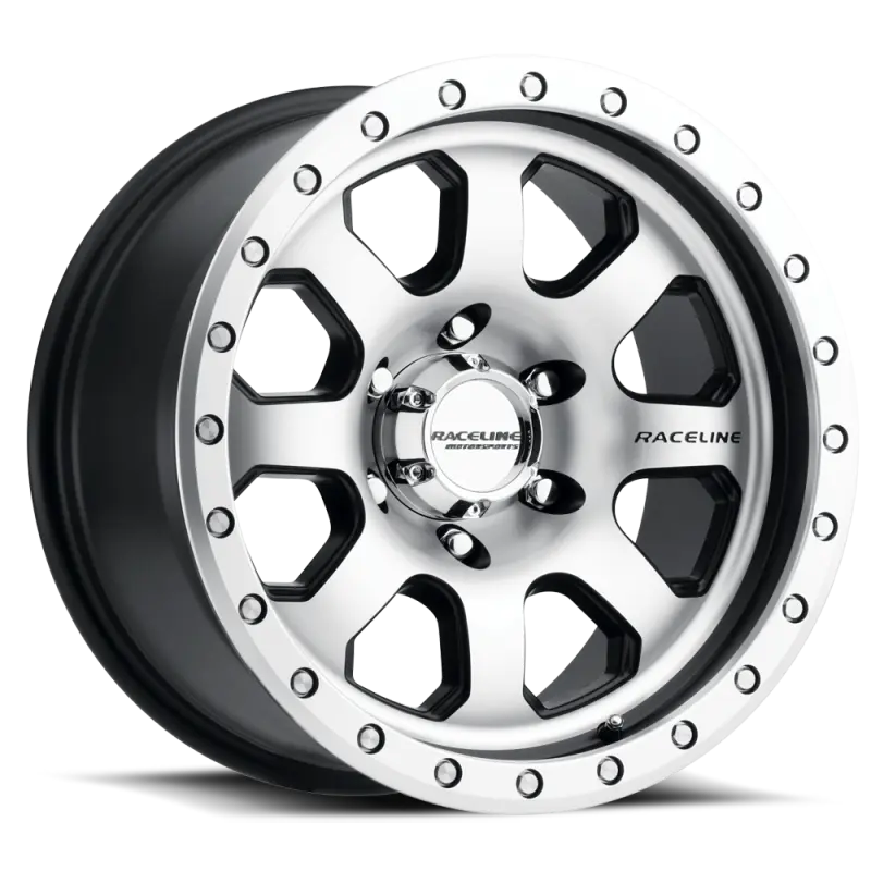 Raceline 929M Avenger 17x9in / 5x139.7 BP / -12mm Offset / 107.95mm Bore - Black & Machined Wheel