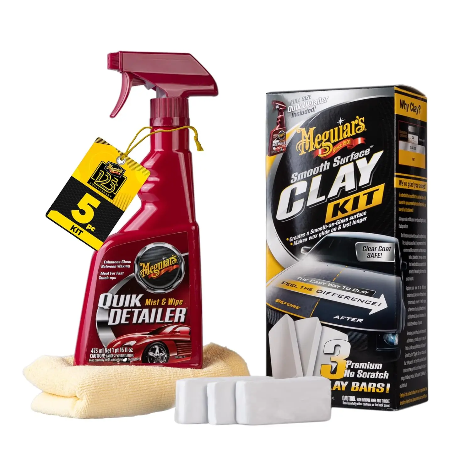 Meguiar's G10240 Smooth Surface Clay Kit, Safe and Easy Car Claying for Smooth as Glass Finish
