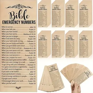 Bible Bookmarks, 20 Paper Bible Bookmarks, Church and Sunday School Supplies, Emergency Contact Numbers, Religious Gifts, Book Tabs For Annotating Books