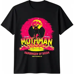 Mothman - Harbinger of Doom! Funny Cute Cryptid Creature Short Sleeve T-Shirt Pure Cotton Graphic Tees Menswear Top: Gifts for Men & Women