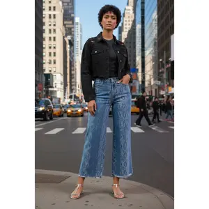 Judy Blue High Waist Ankle Wide Leg Snake Skin Print Denim Jeans, Streetwear, Tops