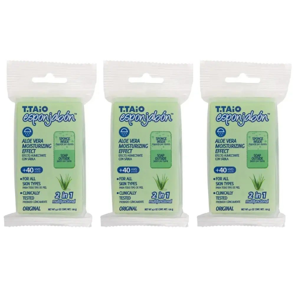 Esponjabon Aloe Vera Soap Sponge 2-in-1 Exfoliating Scrubber & Hydrating Body Care with Deep Cleansing & Oil Control for Glowing Skin(Pack of 3)