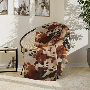 Tri-Colored Cow Print Blanket: Velveteen Minky Blanket, Wild Western Comfort Meets Artistic Elegance! Gift For Any Cow or Farmhouse Lover!