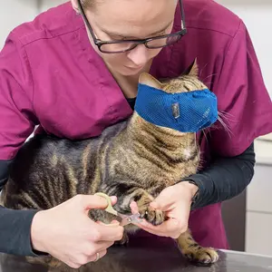 Cat Anti-Bite Breathable Muzzle (Adjustable & Comfortable) - Christmas Print, for Grooming/Care/Bathing, Great Holiday Gift
