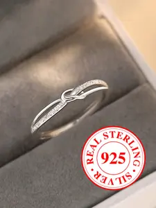S925 Sterling Silver Ring knotted design infinite love engagement ring, wedding ring, stackable promise ring for women & girls, minimalist style, anniversary and Valentine's Day gift