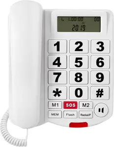 Corded Phone With Caller ID, Big Button Phone For Visually Impaired Seniors, Telephone Landline Phones - Adjustable Ringer, Speakerphone, And Handset Volume, Wall & Desk Land Line Phone For Home House
