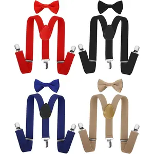 4 Set Mens Suspenders and Bow Tie Set for Adults Women Y  Elastic Adjustable Suspenders Sets for Wedding
