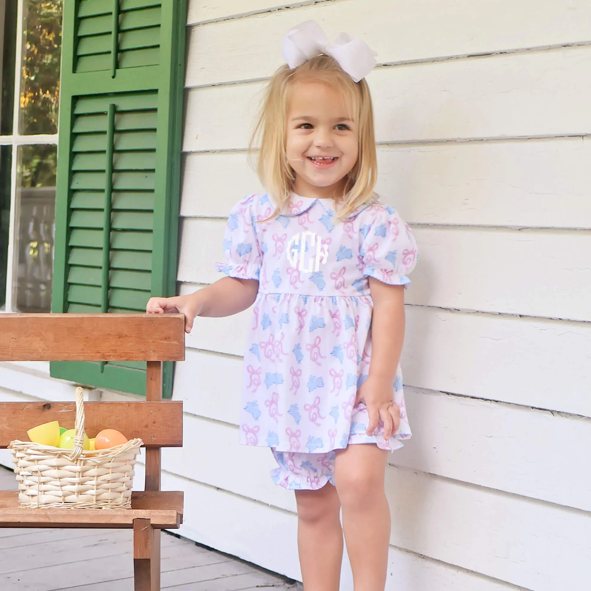 Bunnies & Bows Riley Bloomer Set - 2Pc Easter Outfit for Little Girls