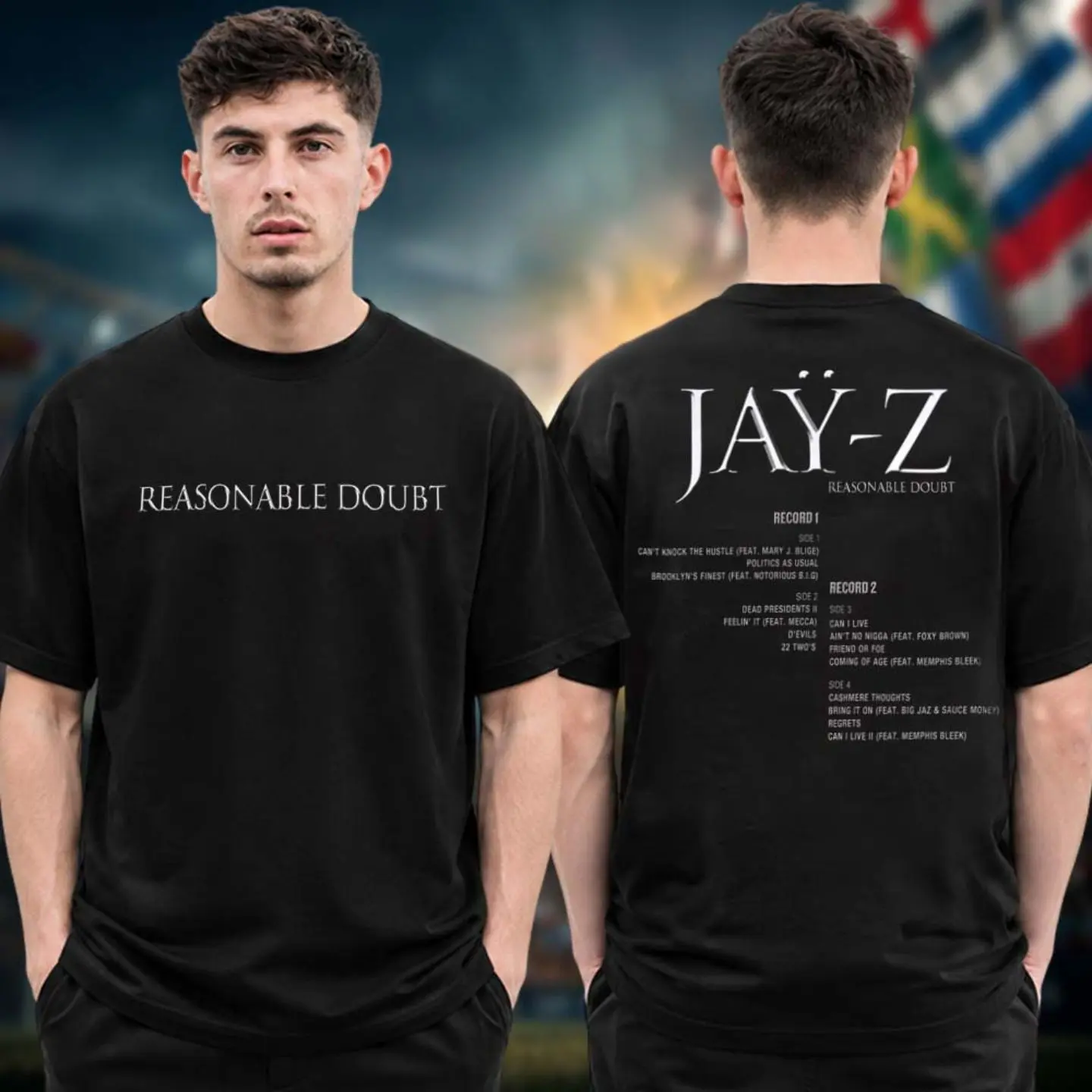 Jay-Z Reasonable Doubt Tracklist Album Two-Sided T-Shirt – Classic Rap Music Tee