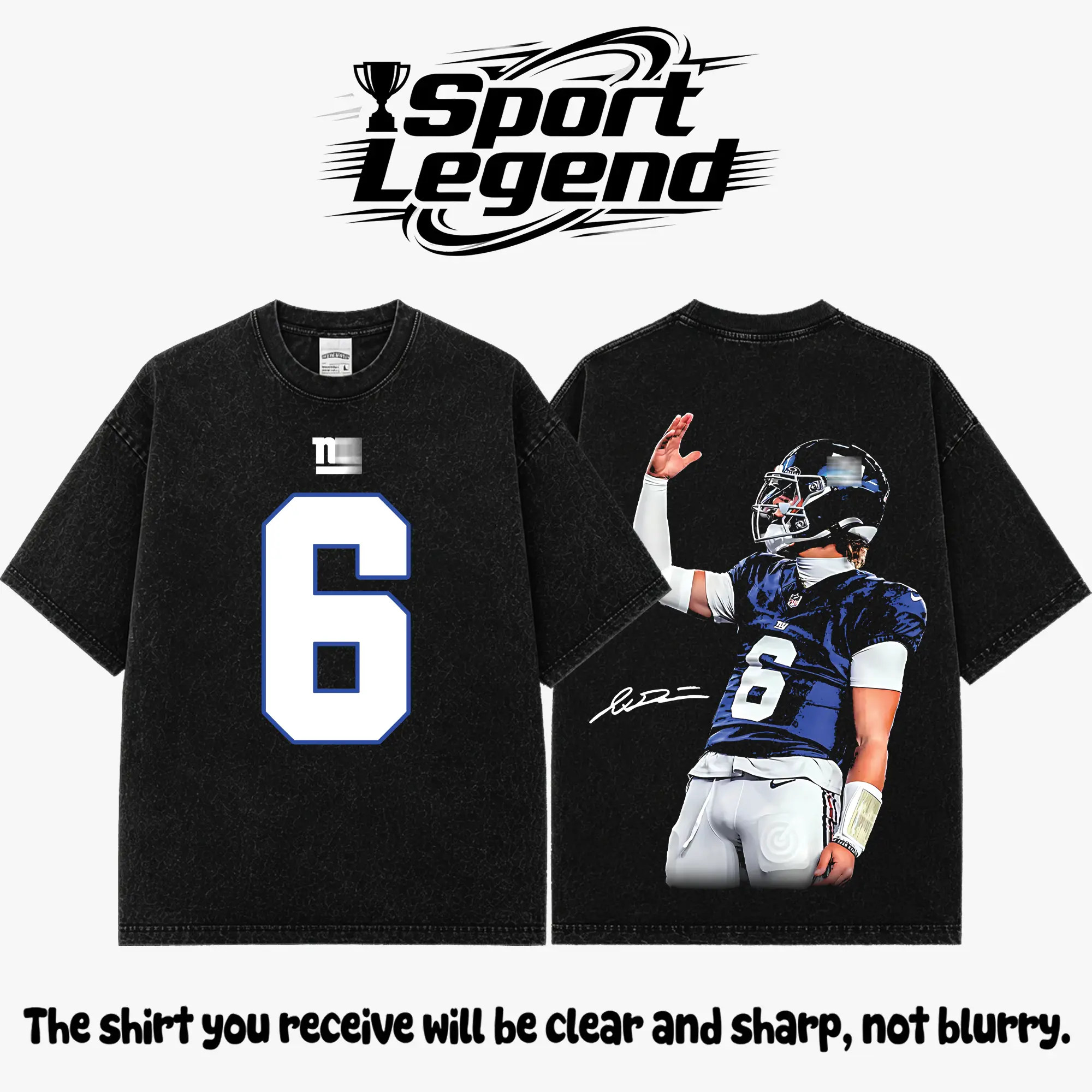 Bootleg Jaxson Dart 6 Premium Acid Washed Cotton T-Shirt (Made in USA), Heavyweight Vintage Graphic Tee, Oversized Washed Football Shirt, Big Blue Nation Fan Apparel, Dartboard Material, Game Day Outfit, Unisex Streetwear Gift