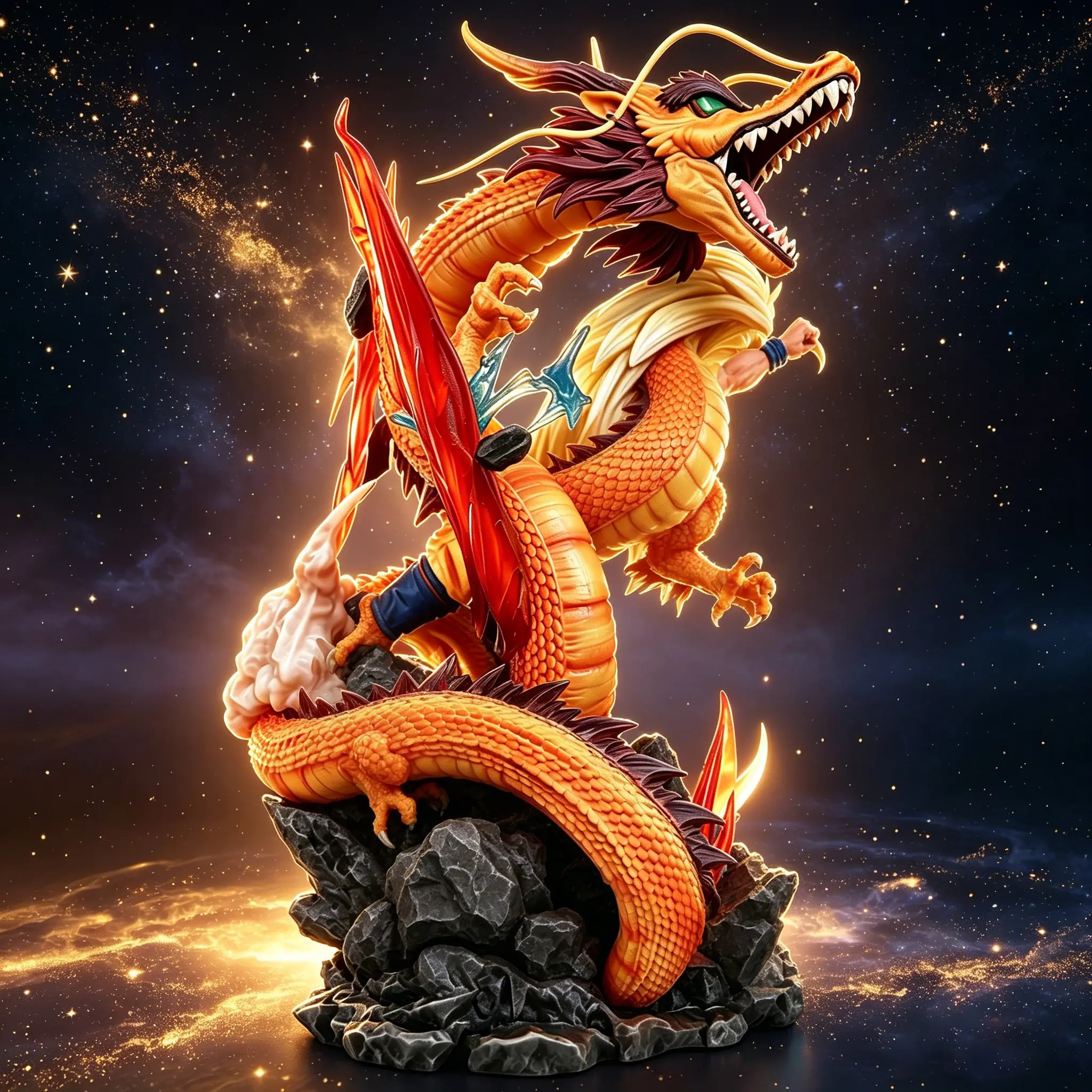 DBZ Dragon VS Three Characte-Son Model Figurine 27cm Exquisite PVC Gift Box Home Decor Statues Anime Fans Collectors Christmas Gift