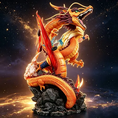 DBZ Dragon VS Three Characte-Son Model Figurine 27cm Exquisite PVC Gift Box Home Decor Statues Anime Fans Collectors Christmas Gift