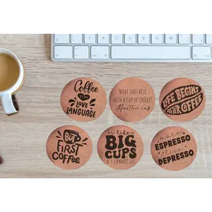 Coaster: cork coasters - coffee sayings