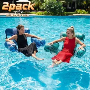 Summer Beach Inflatable Pool Floats 2 Pack, Floating Lounge Chairs for Adults, Blow Up Pool Noodle Water Seats for Lake Party