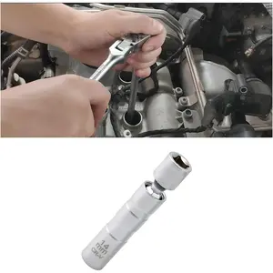 14mm Magnetic Swivel Spark Plug Socket, Thin Wall 3/8 Inch Drive 12-Point Standard Spark Plug Socket Removal Tool 360-degree Rotation, Suitable for Most Car Models