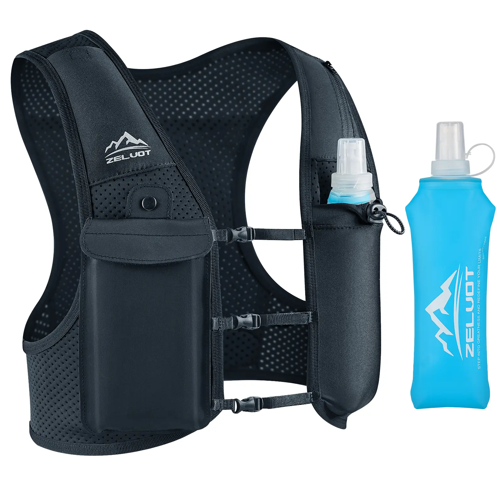 ZELVOT Running Hydration Vest Hydropack - Lightweight Neoprene Activewear with 500ml Flask, Adjustable for Men & Women Marathon/Race Day Trail Runners, Reflective Logo, Camping Travel Essentials