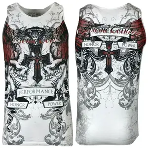 Xtreme Couture by Affliction Men's Crew Neck Casual Graphic Tank Top - Front & Back Printed, Carnivore Design