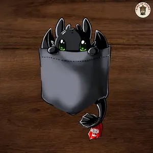 Toothless in Pocket Sticker, Vinyl Sticker from How to Train Your Dragon, Cute Night Fury Peeking Out, Laptop and Water Bottle Decor