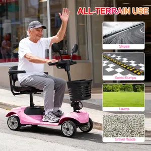 4-Wheel Heavy Duty Foldable Electric Mobility Scooter for Adults, 330 lbs Capacity, Long Range Motorized Travel Scooter with Swivel Seat and Basket