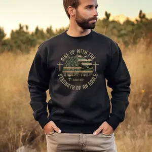 Isaiah 40:31 Christian Crewneck Sweatshirt, Eagle Faith Graphic for Men