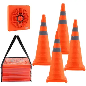 【Spotlight Day】VEVOR Safety Cones, 4 Pack 28 inch Collapsible Traffic Cones, Construction Cones with Reflective Collars, Wide Base and A Storage Bag, for Traffic Control, Driving Training, Parking Lots