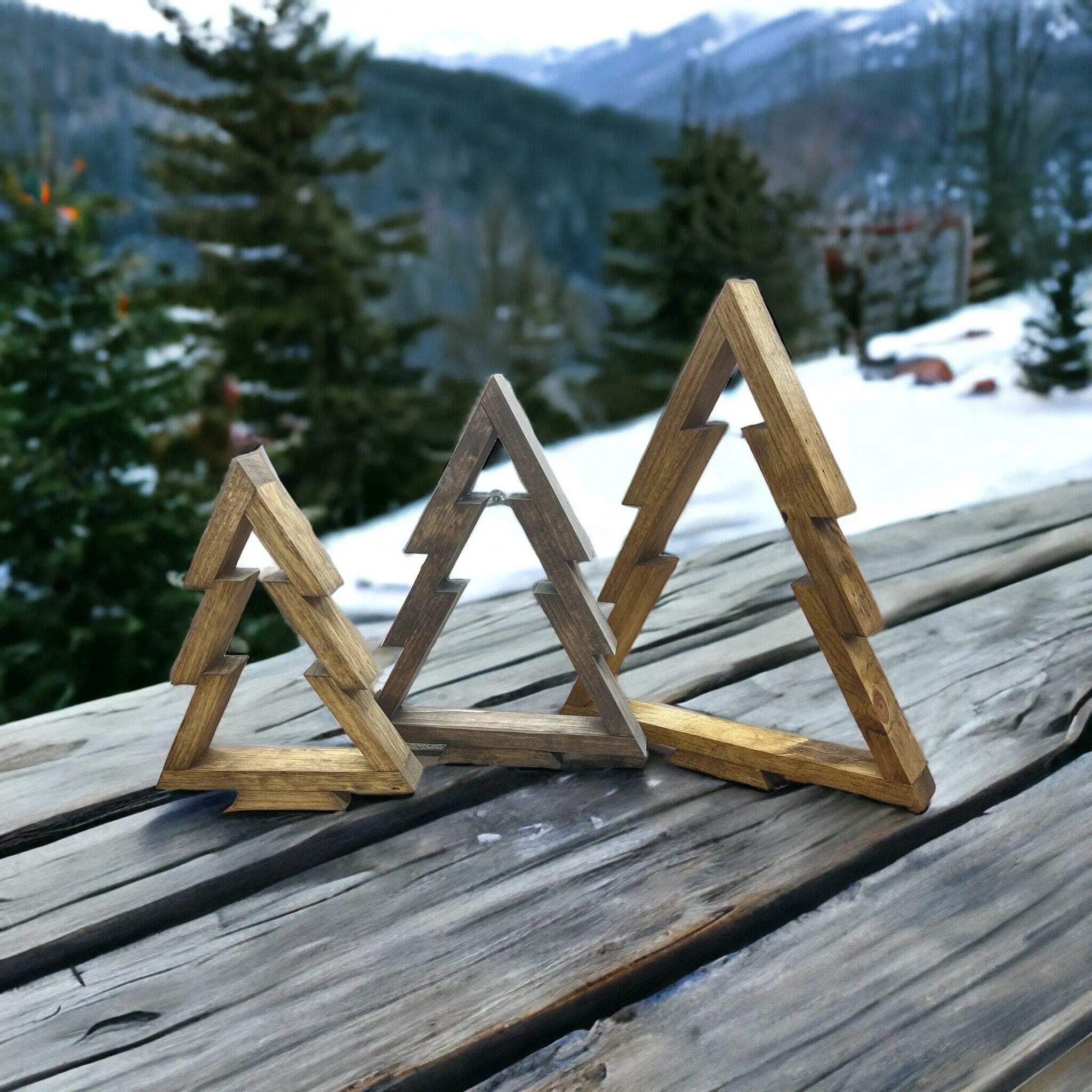Stained Christmas Tree - Wooden Christmas Tree - Christmas Decorations - Holiday Trees