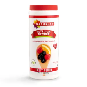 Naturlax Fruit Punch Flavored Psyllium Husk Powder - Sugar-Free Natural Fiber for Gut Health
