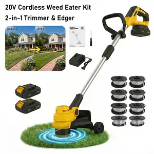 【FathersDayGift】12" 20V Cordless String Trimmer, 2 Batteries Powered Auto Feed Weed Wacker, Lightweight 8.16lbs Electric Grass Edger for Lawn Garden Yard
