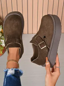 Women's Vintage Thick Sole Birkinstyle Loafers, Metal Buckle Slip-On Mules, Height-Boosting Casual Lazy Loafer Shoes