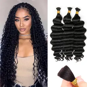 100 Percent Human Braiding Hair For Boho Braids Human Hair Braiding Hair Full Deep Wave Bulk Human Hair For Braiding Wet Wavy 101g 3 Bundles No Weft Braiding Hair Human Hair Extensions