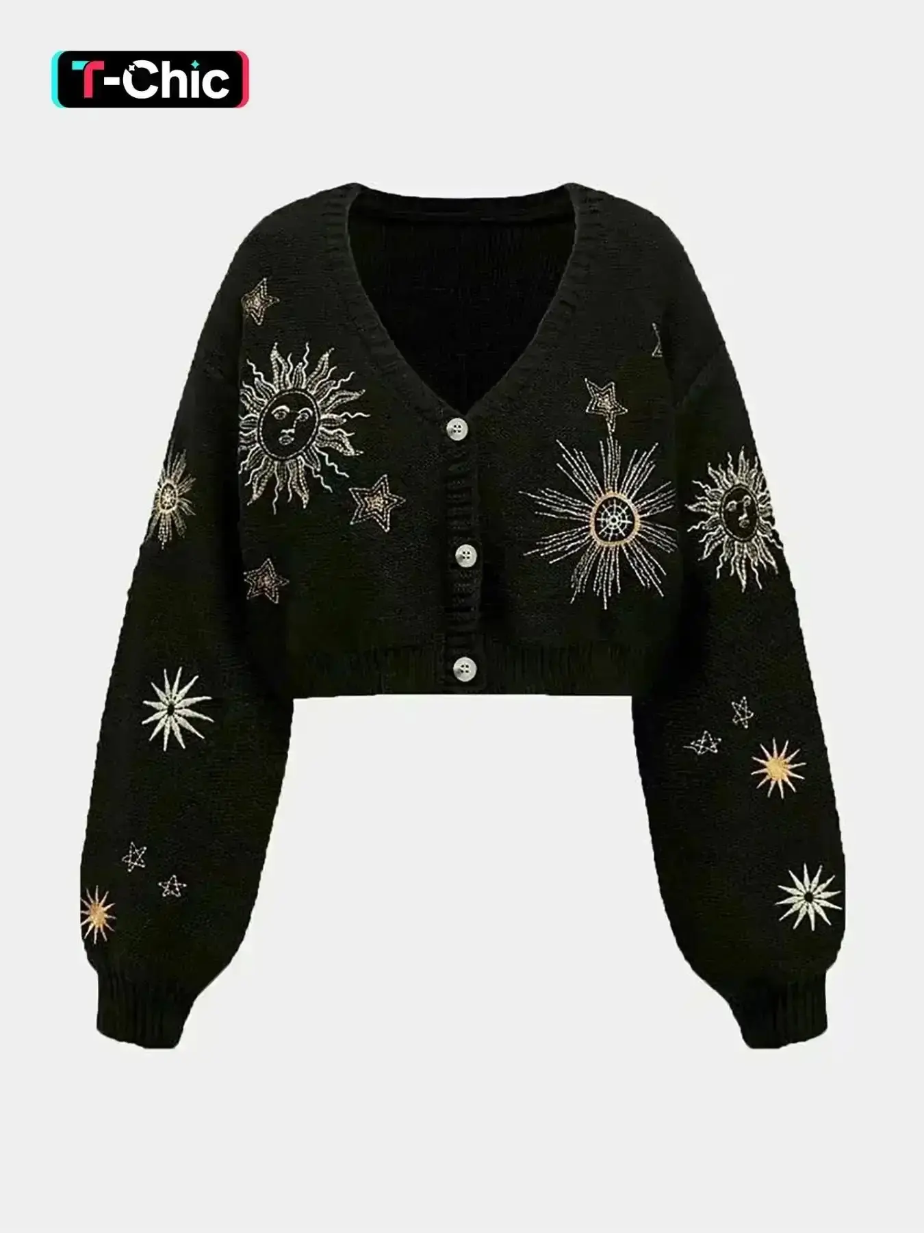 New Knitted Cardigan with Plant Snake Embroidery, Elegant Loose-Fit Long Sleeve Sweater, Knitwear, Fall & Winter Fashion, Soft and Comfortable