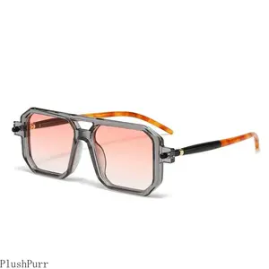 2025 New Large Square Frame Trendy Sporty Sunglasses - Retro Double-Bar Edgy Sports Eyewear, European-American Street Style Sunglasses (DIY Bag Accessory)