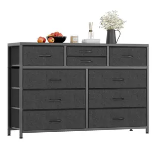 Garvee 45" Wide Dresser with 10 Fabric Drawers, Modern Entertainment Center and Media Console Table, Lightweight Storage Organizer for Living Room and Bedroom, Supports up to 50 Inch Television