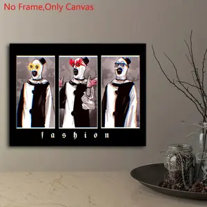 1 piece/set of frameless canvas painting print poster, classic abstract funny art, Fashion Clown, perfect gift for horror movie culture lovers, ideal gift for bedroom, living room, kitchen, dormitory corridor, mural, wall decoration, room decoration