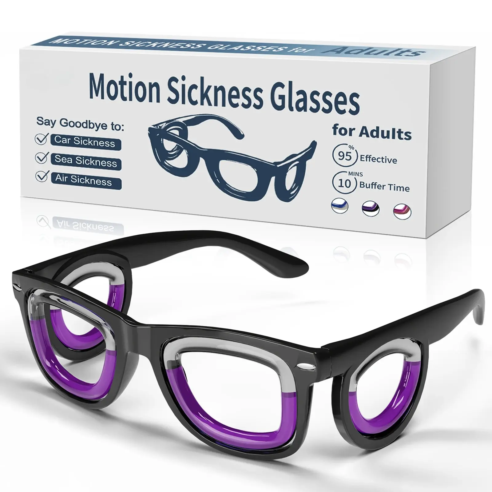Anti-Motion Sickness Glasses | Ultra-Light Ergonomic Design for Cars/Travel/Cruises | Portable Nausea Relief Geometric   Beam