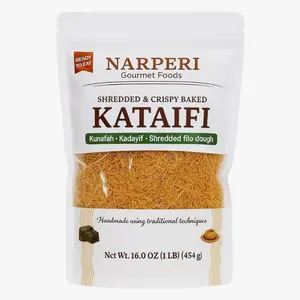 Narperi Gourmet Kataifi, Shredded Crispy Filo Dough, 1 lb, Vegan, Ready-to-Eat