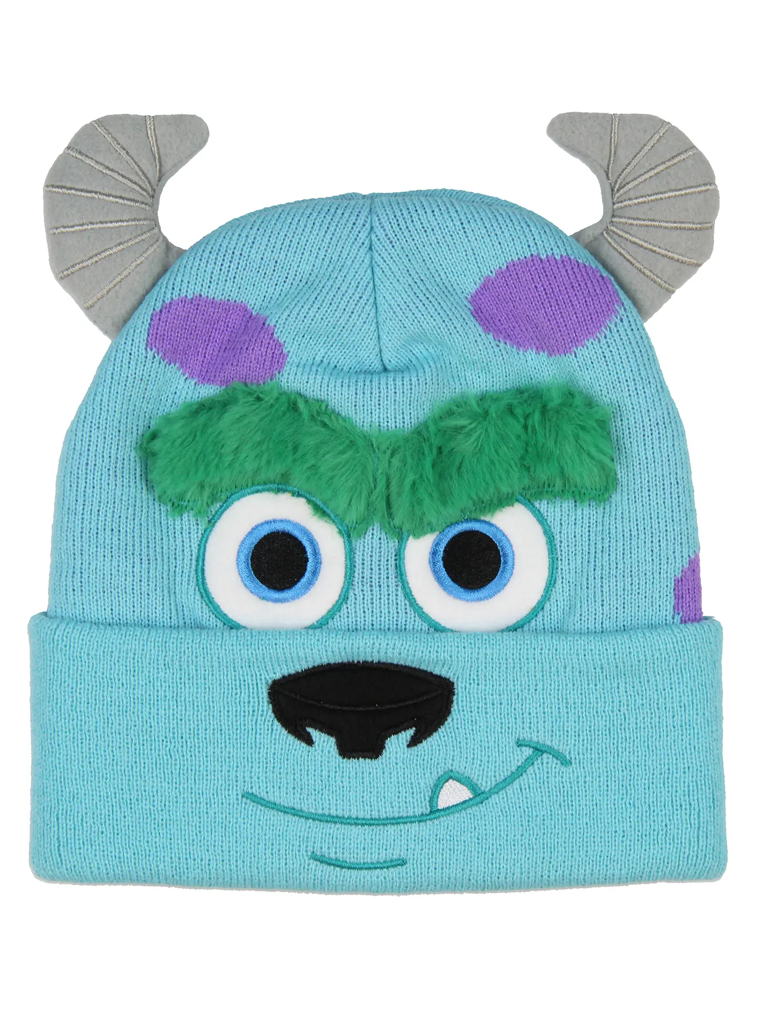 Disney Monsters Inc. Sulley Beanie Embroidered 3D Character Face Design Costume Hat, Embroidered Beanies, Cartoon Face Print Hats