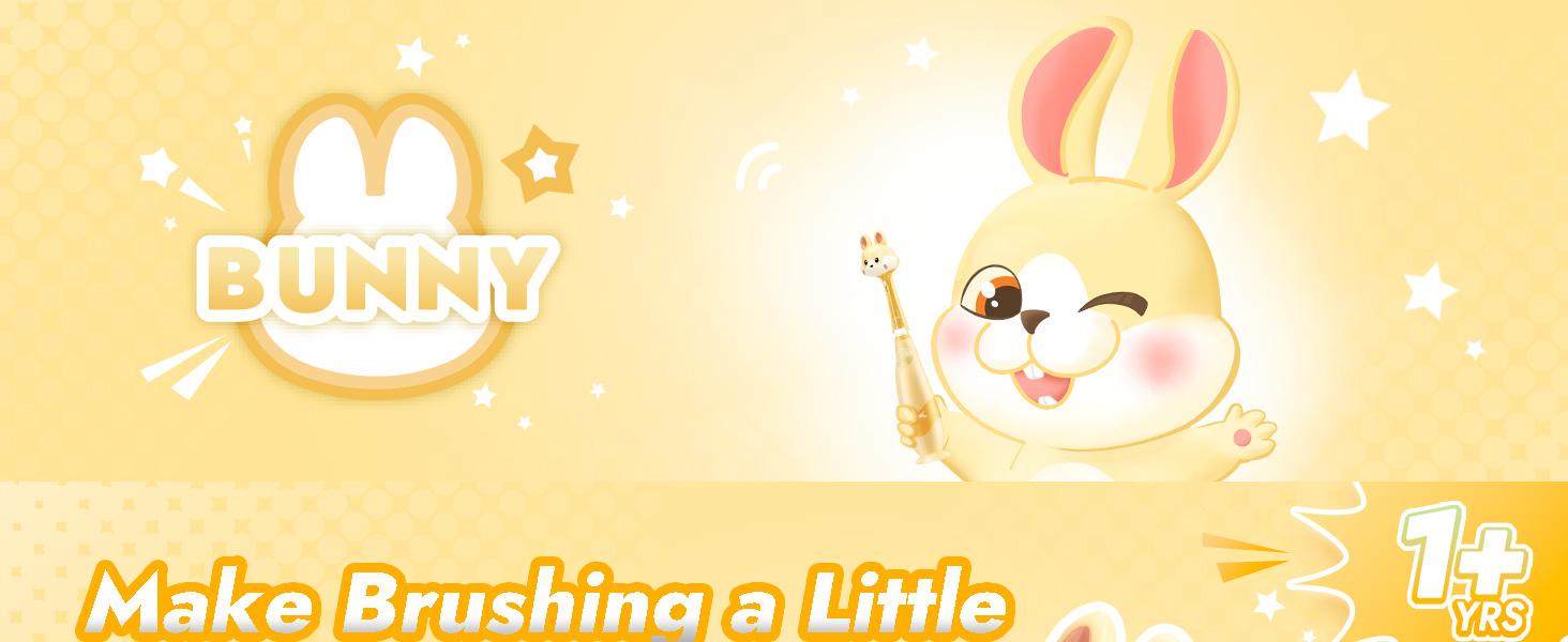 Papablic Bunny Toddler Sonic Toothbrush 1-3Y, Smart LED Timer, 2 Brush Heads, Cute Rabbit Design, Ergonomic, Lightweight, Daily Oral Hydiene, Last Stock!