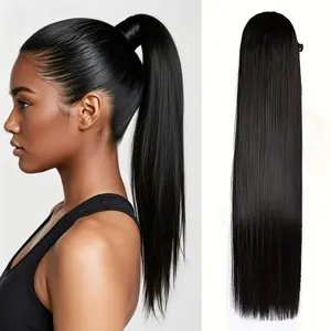 RW Wrap Around And Drawstring Ponytail Extension Human Hair 120g High Elasticity Silk Straight Kinky Straight Water Wave Bubber Band Secure Styling Hair Extensions Ponytail Black Girls Valentine's Day #summervibes